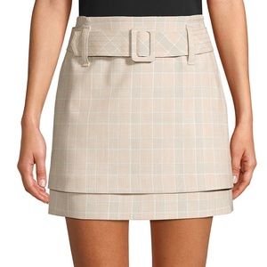 maje tiered check belted a-line skirt (NWOT)